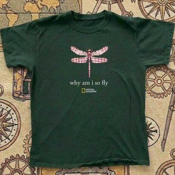 Other - Gildan Men Green T-Shirt , National Geographic Green Dragonfly T-Shirt